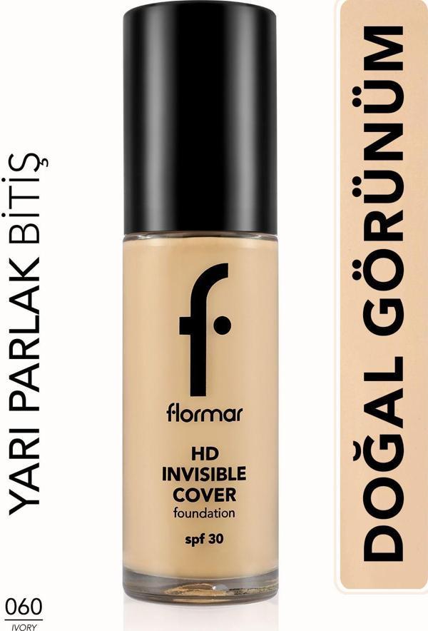 Flormar Doğal Bitişli Fondöten- Invisible Cover Hd Fdt. - 060 Ivory - 8682536059077 - Image 1