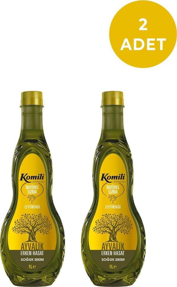 Komili Ayvalık Erken Hasat Natürel Sızma Zeytinyağı 1 lt 2 Adet - Image 1