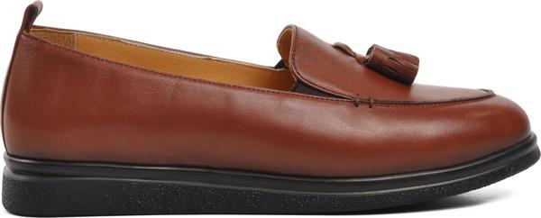 Ayakmod 44278 Taba Hakiki Deri Kadın Loafer Ayakkabı - Image 1
