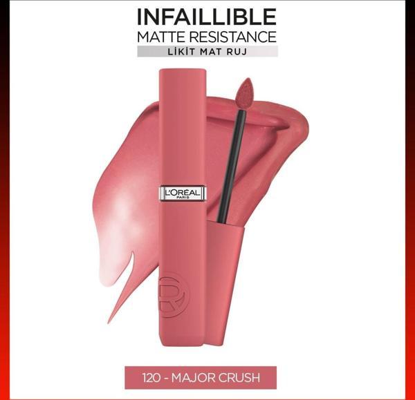 L'Oréal Paris Infaillible Matte Resistance Likit Mat Ruj - 120 Major Crush - Image 1