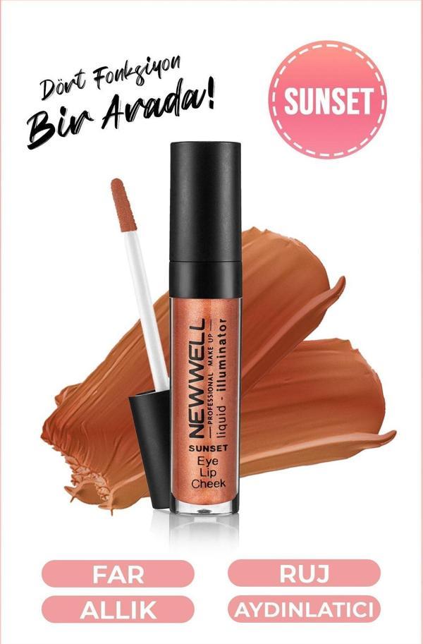 New Well Lıquıd Illumınator Aydınlatıcı Allık 3 In 1 - Sunset - Image 1