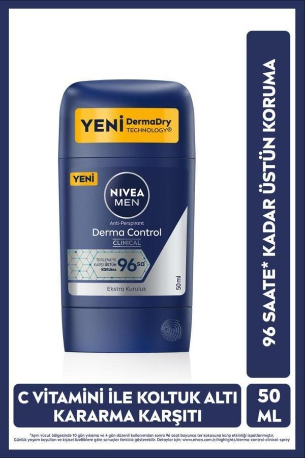 Men Erkek Stick Deodorant Derma Control Clinical 50 Ml,96 Saat Üstün Koruma - Image 1