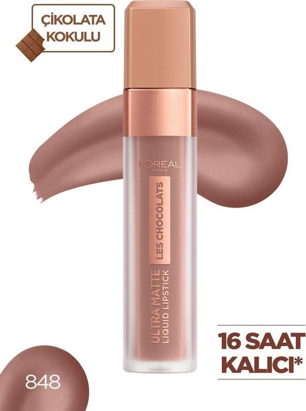 L'Oréal Paris Likit Mat Ruj - Les Chocolats Ultra Matte Liquid Lipstick 848 Dose Of Cocoa 3600523643950 - Image 1