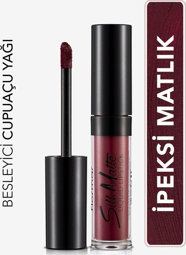 Flormar Kadife Dokulu Likit Mat Ruj - Silk Matte Liquid Lipstick - 008 Dark Vıolet - 8690604397372 - Image 1