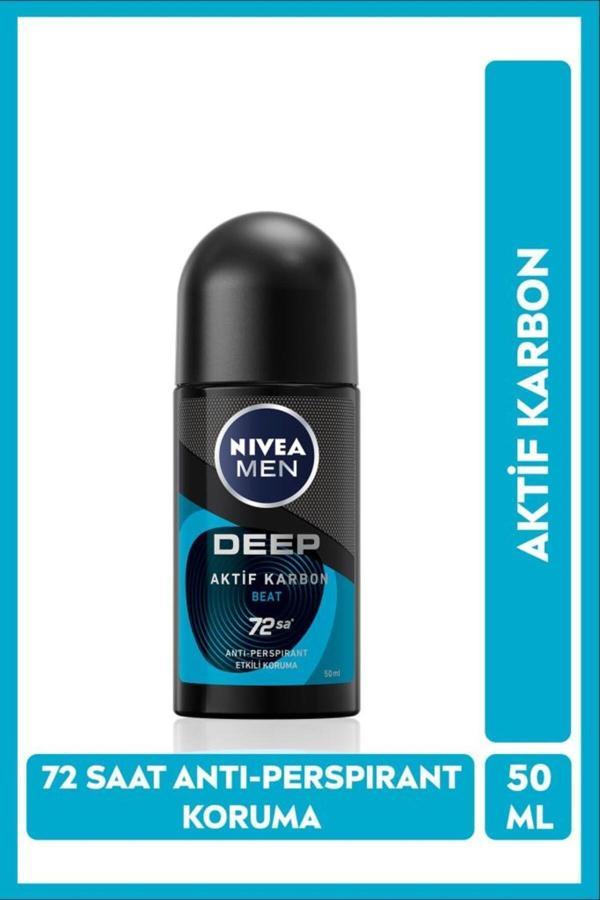 Men Erkek Roll-on Deodorant Deep Beat 50ml, 72 Saat Anti-perspirant Ter Koruması - Image 1