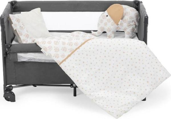 Sema Baby 6 Parça Lüks Park Yatak Bebek Uyku Seti - Ekru Fil - Image 1