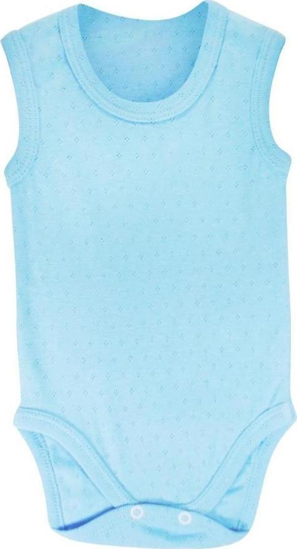 Sema Baby Jakarlı Askılı Badi (Body) - Mavi 0-6 Ay - Image 1
