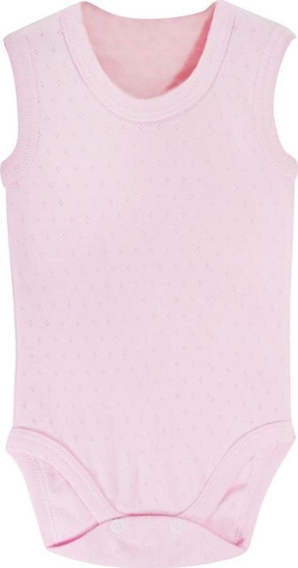 Sema Baby Jakarlı Askılı Badi (Body) - Pembe 9-12 Ay - Image 1