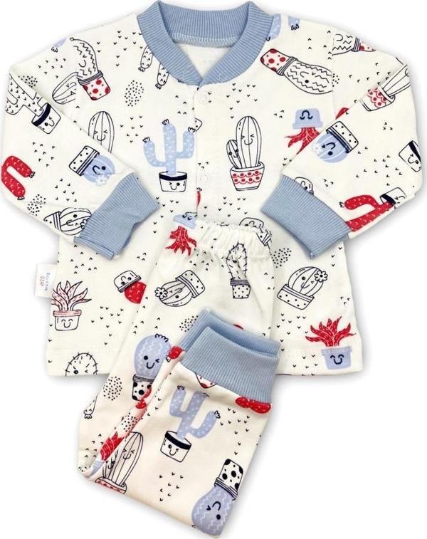 Sema Baby Sleeper Cactus Bebek Pijama Takımı 6-9 Ay - Mavi - Image 1