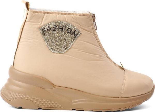 Ayakmod 844 Bej İçi Kürklü Su İtici Kadın Kar Botu - Image 1