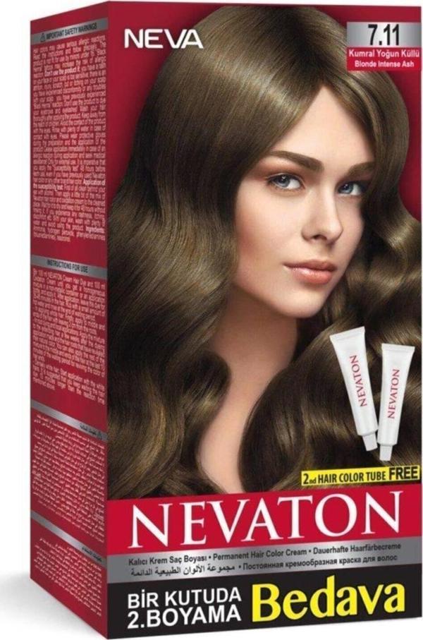 Nevaton Set Saç Boyası Bir Kutuda 2 Boyama 7.11 Kumral Yoğun Küllü - Image 1