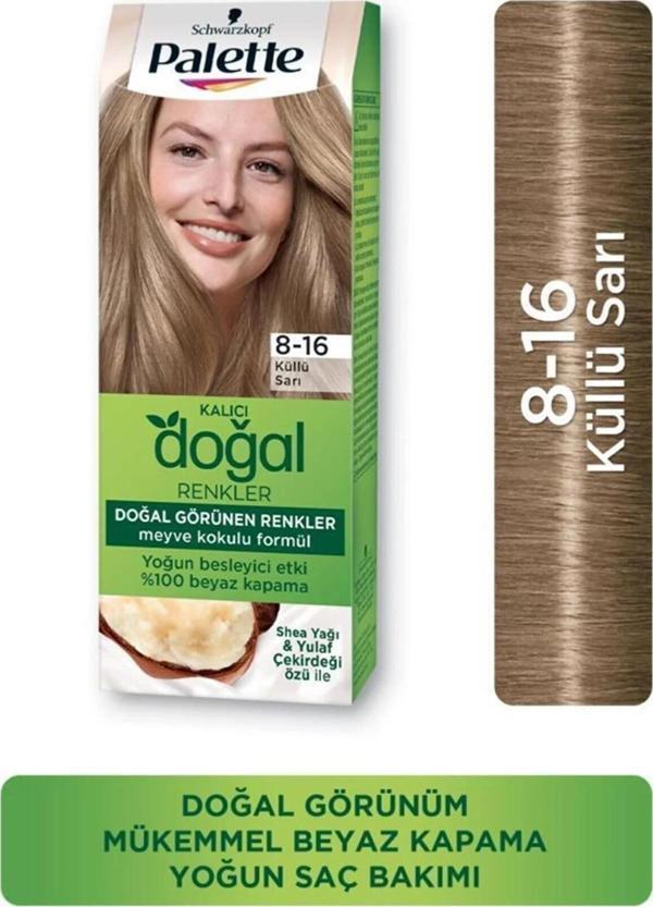 Palette Kalıcı Doğal Renkler Saç Boyası No: 8.16 Küllü Sarı - Image 1