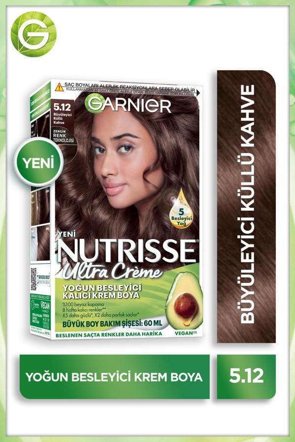 Garnier Nutrisse Yoğun Besleyici Kalıcı Krem Saç Boyası 5.12 Büyüleyici Küllü Kahve - Image 1