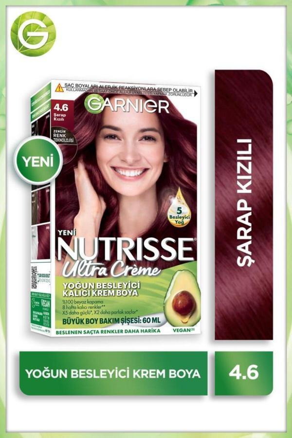 Garnier Nutrisse Yoğun Besleyici Kalıcı Krem Saç Boyası 4.6 Şarap Kızılı - Image 1