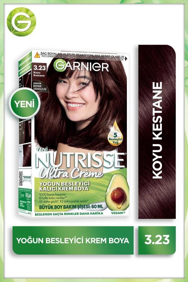 Garnier Nutrisse Yoğun Besleyici Kalıcı Krem Saç Boyası 3.23 Koyu Kestane - Image 1