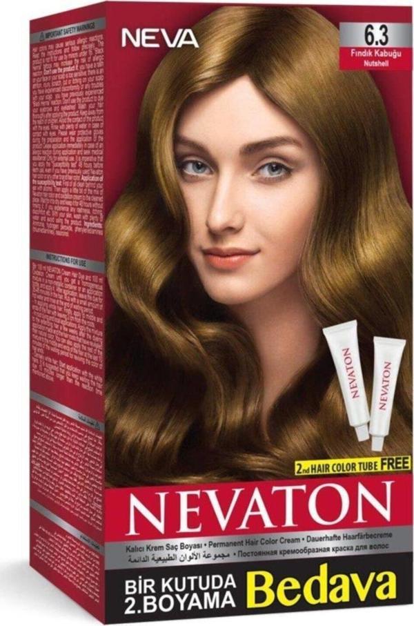 Nevaton Saç Boyası Bir Kutuda 2 Boyama 6.3 Fındık Kabuğu - Image 1