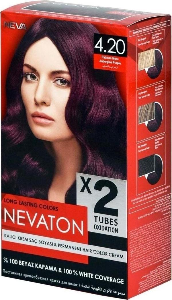 Nevaton Kalıcı Krem Saç Boyası 4.20 Patlıcan Moru 8698636611817 - Image 1