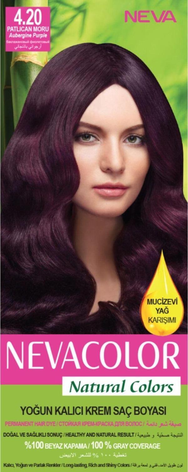 Neva Color Saç Boyası Seti 4.20 Patlıcan Moru 8698636612203 - Image 1