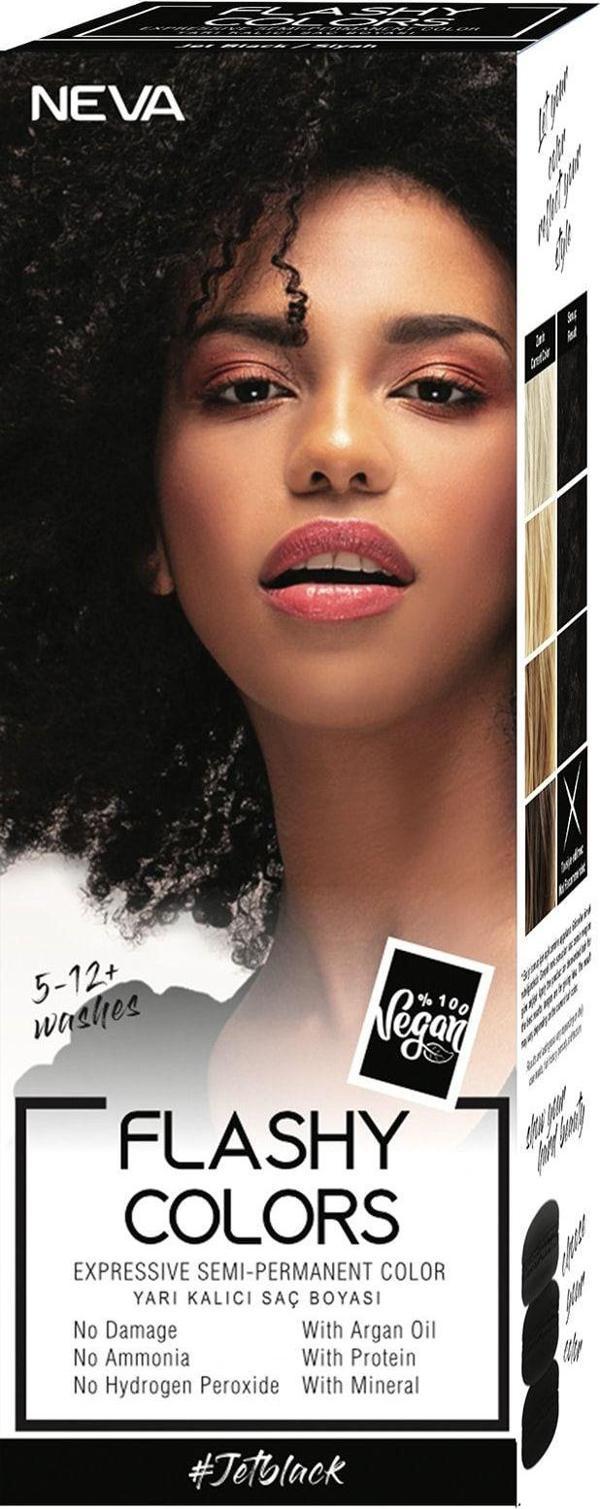 Neva Flashy Colors Yarı Kalıcı Saç Boyası Jet Black / Siyah 100 Ml - Image 1