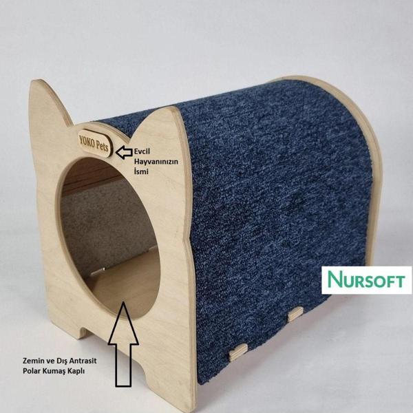 Nursoft Cat Face Ahşap Kedi Yuvası Nr-0082 - Image 1