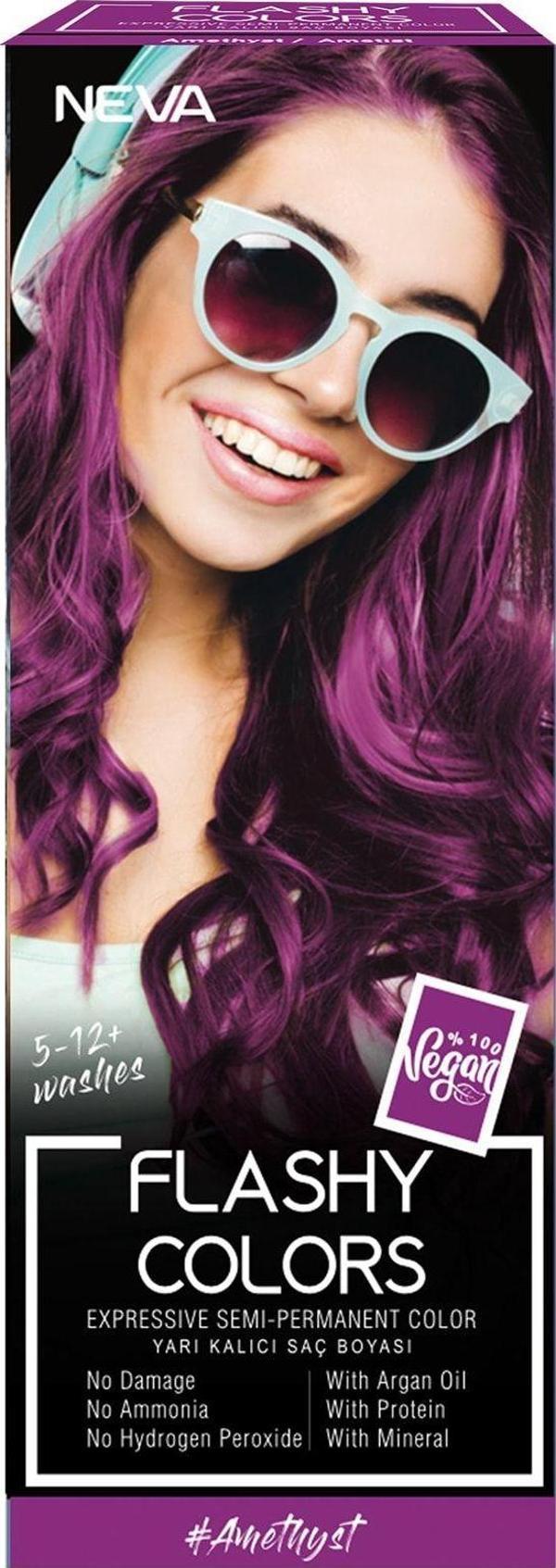 Neva Flashy Colors Yarı Kalıcı Saç Boyası Amethyst / Ametist 100 Ml - Image 1