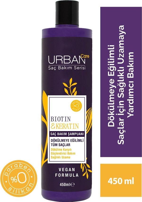 Urban Care Biotin&Keratin Dökülmeye Eğilimli Saçlara Özel Şampuan-Vegan-450 Ml - Image 1