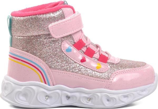 Ayakmod Kids-P Pudra Kalp Desenli Simli Kız Çocuk Sneaker Bot - Image 1