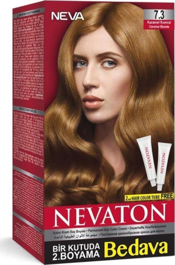 Nevaton Saç Boyası Seti 7.3 Karamel Kumral 8698636611756 - Image 1