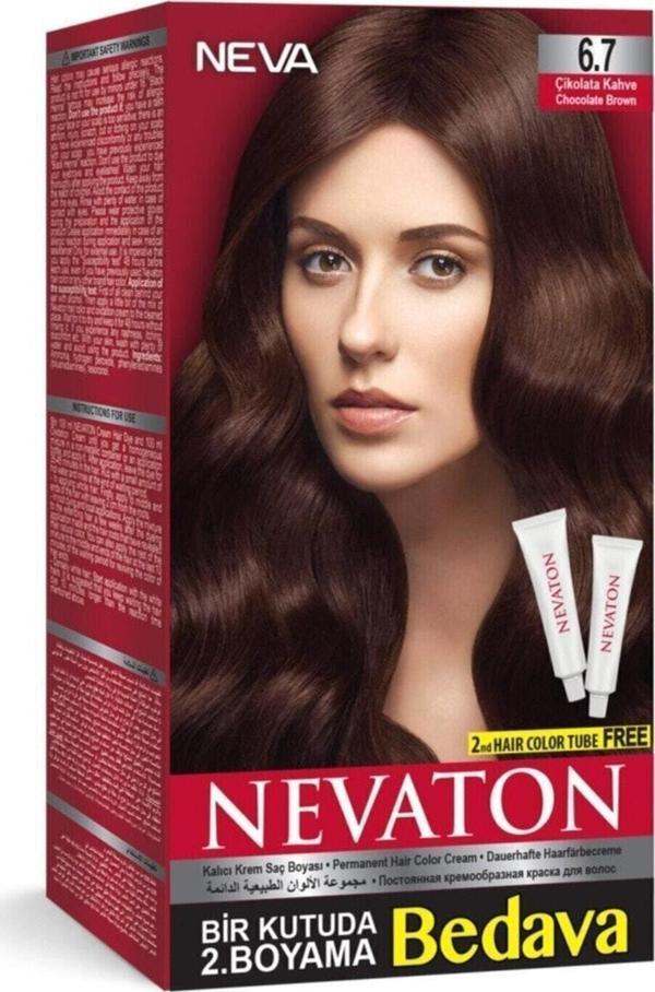 Nevaton Saç Boyası Seti 6.7 Çikolata Kahve - Image 1