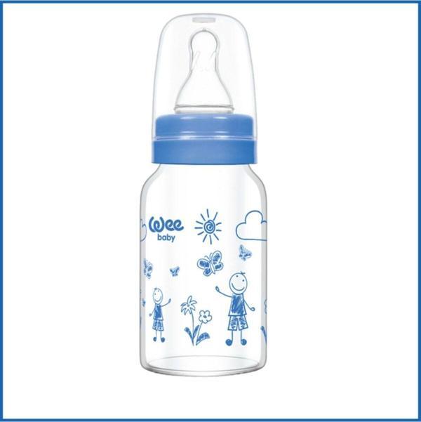 Wee Baby Isıya Dayanıklı Cam Biberon 120 Ml - Mavi - Kod: 770 - Image 1