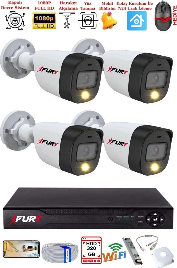FURY 4 Kameralı 5Mp Lens 2 Mp Görüntü Gece Renkli Full Hd Ultra Led Akıllı Güvenlik Kamerası Seti 320GB - Image 1