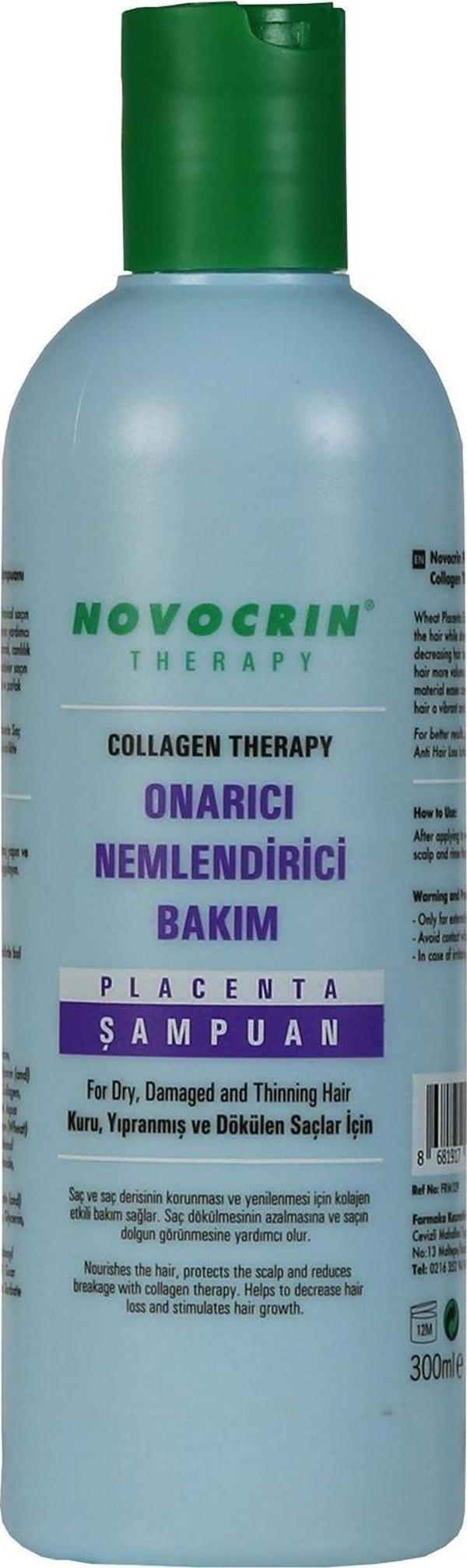 Novocrin Placenta Collagen Therapy Onarıcı Nemlendirici Bakım Şampuanı 300 Ml - Image 1