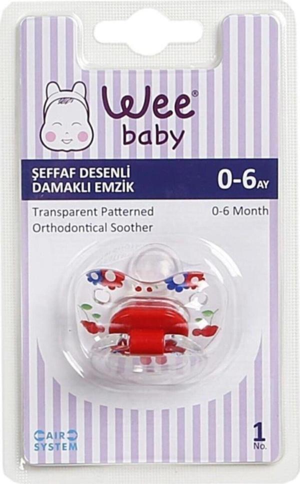 Wee Baby 836 Şeffaf Desenli Damaklı Emzik No: 1 / 0-6 Ay 836 - Yeşil - Image 1