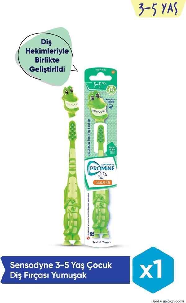 Sensodyne Promine 3-5 Yaş Çocuklar İçin Sevimli Timsah Karakterli Diş Fırçası Yumuşak - Image 1