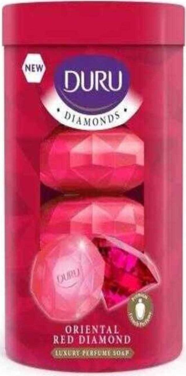 Duru Diamonds Serisi Katı Sabun Kırmızı 4*90 Gr - Image 1