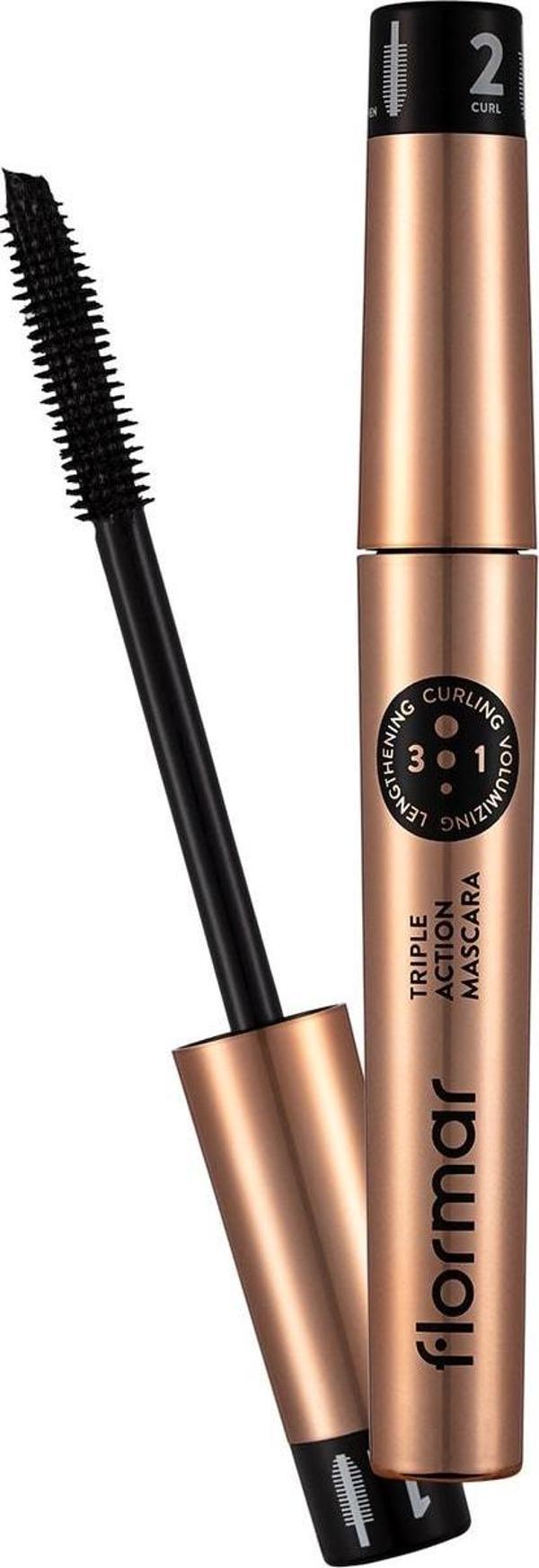 Flormar 3 Kademeli Ayarlanabilir Maskara (Siyah) - Triple Action Mascara - 001 - 8690604275588 - Image 1