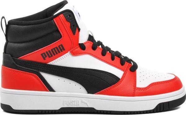 Puma 392326 Rebound V6 Beyaz-Siyah-Kırmızı Unisex Hi Sneaker - Image 1
