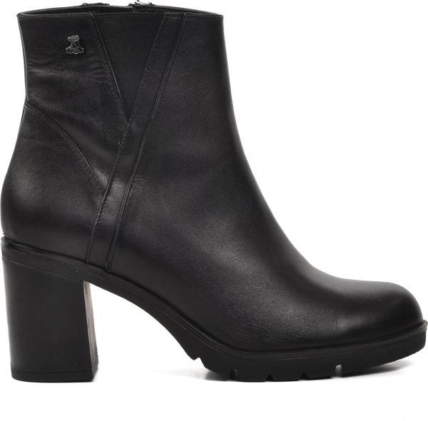 Venüs 2179125K Siyah Cilt Hakiki Deri Kadın Topuklu Bot - Image 1