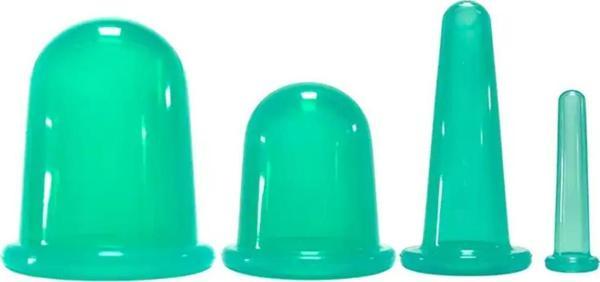 Silikon Selülit ve Yüz  Masaj Kupa Seti 4'lü Yeşil Renk - Image 1