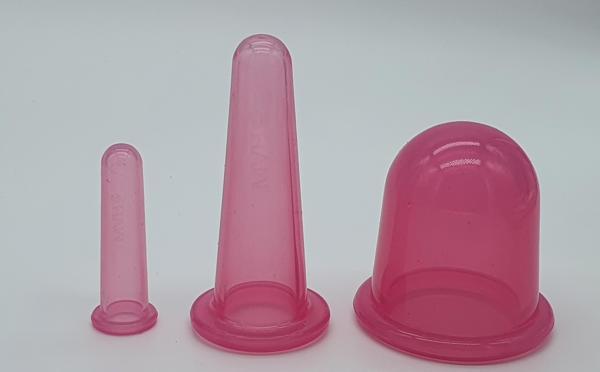 Silikon Yüz  ve Boyun Masaj Kupa Seti 3'lü Pembe Renk - Image 1