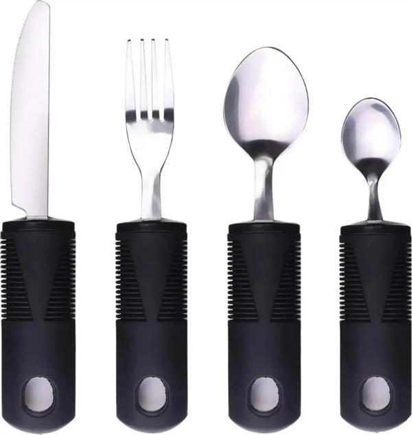 Yaşlı & Engelli Yemek Kaşık Çatal Bıçak Seti Siyah Renk - Image 1