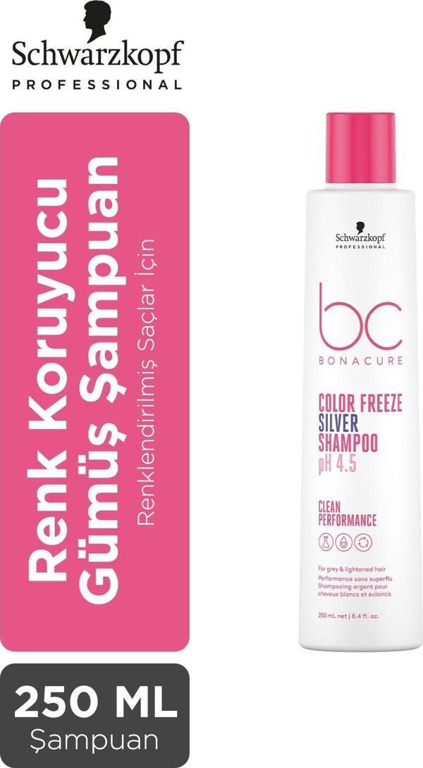Bonacure Bc Clean Renk Koruyucu Gümüş Yansıma pH Şampuanı 250ml | İstenmeyen Tonları Engeller, Küllü Işıltı - Image 1