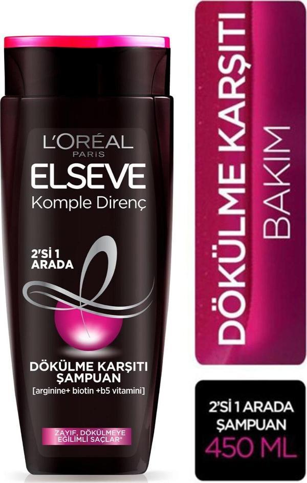 L'Oréal Paris Elseve Komple Direnç Dökülme Karşıtı 2'si 1 Arada Şampuan 450 ml - Image 1