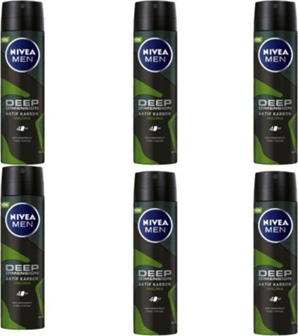 Nivea Men Deep Dimension Amazonia Sprey Deodorant 150 ml Erkek 6 Adet - Image 1