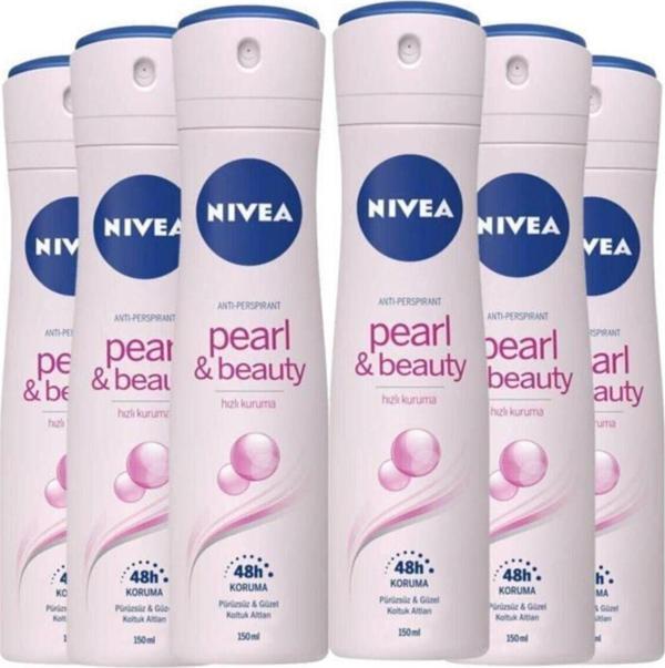 Nivea Pearl&beauty Kadın Sprey Deodorant 150 ml x 6 Adet Avantajlı Paket - Image 1