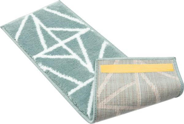 Glary Home GH39A-WT-GRY10 Üçgen Desenli Kaydırmaz Tabanlı 10'lu Merdiven Halısı - Beyaz/Deniz Mavisi - Image 1