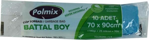 Polmix Çöp Torbası Battal Boy 70x90Cm 140 gr 25Mikr 70L Mavi 10lu - Image 1