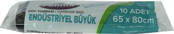Polmix Çöp Torbası Endüstriyel Büyük Boy 65x80Cm 150G 50L 10 Adt - Image 1
