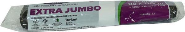 Polmix Extra Jumbo Boy Siyah Çöp Torbası 80x110Cm 300 gr 90L 10lu - Image 1