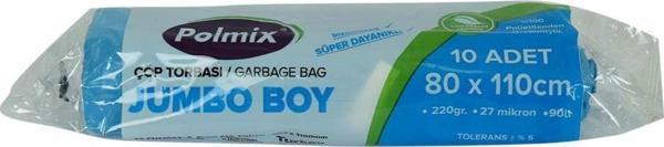 Polmix Jumbo Boy Mavi Çöp Torbası 80x110Cm 220 gr 27Mik 90Lt 10lu - Image 1